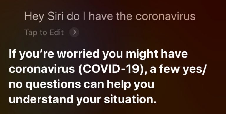 Need a Coronavirus Checkup? Ask Siri!