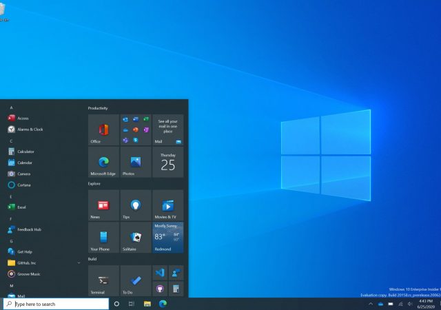 Windows 10 Start Menu Dark Theme - Credit: Microsoft