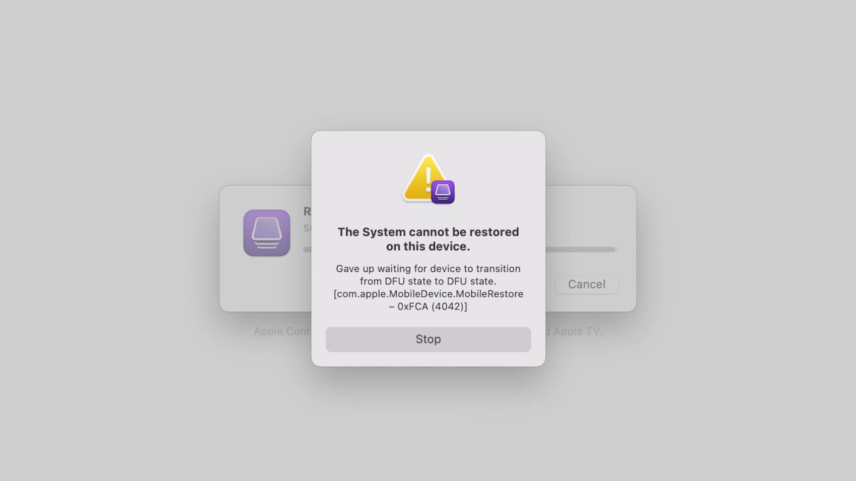 Mac Studio DFU Restore Error