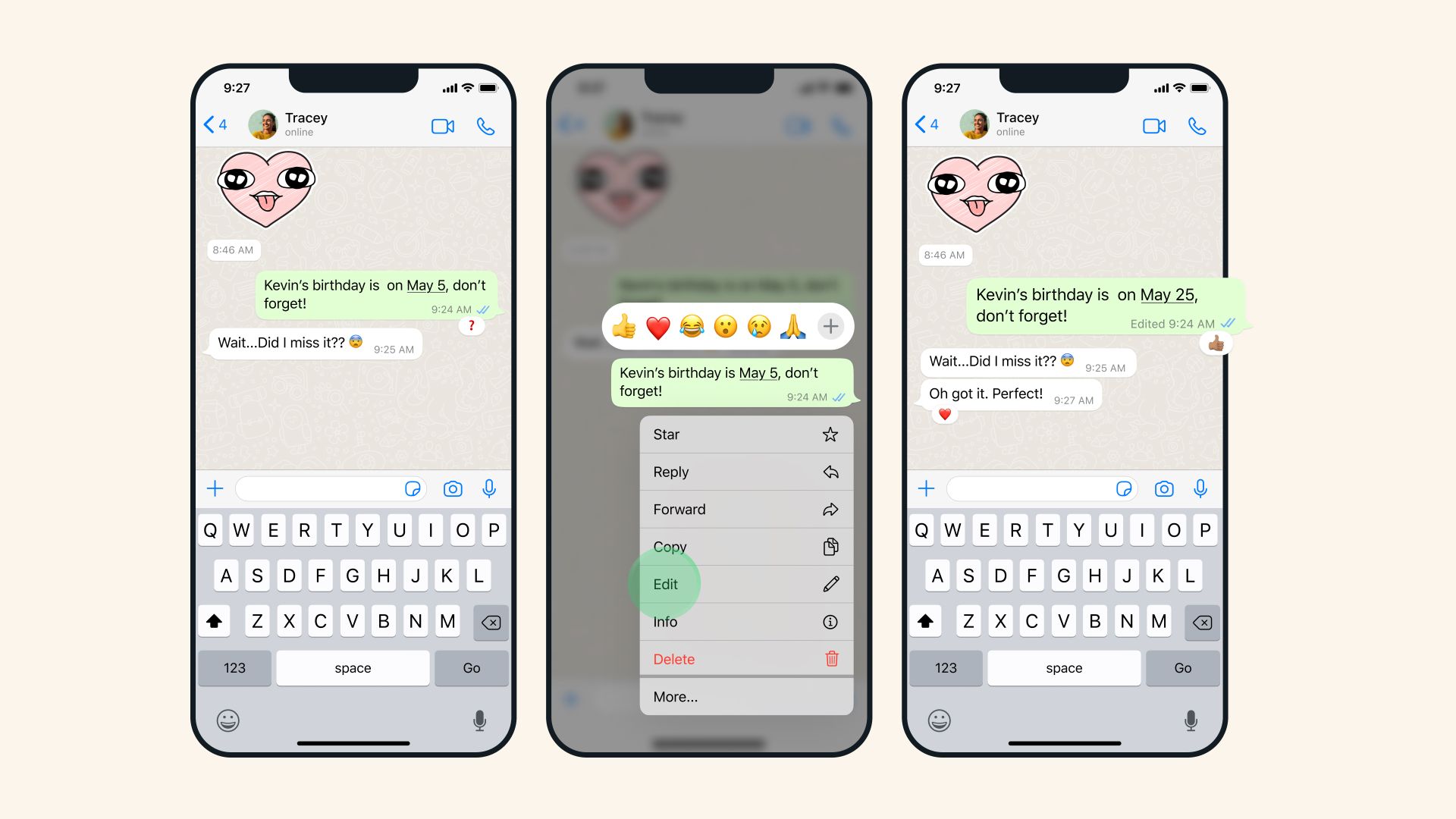 WhatsApp Message Editing - Credit WhatsApp