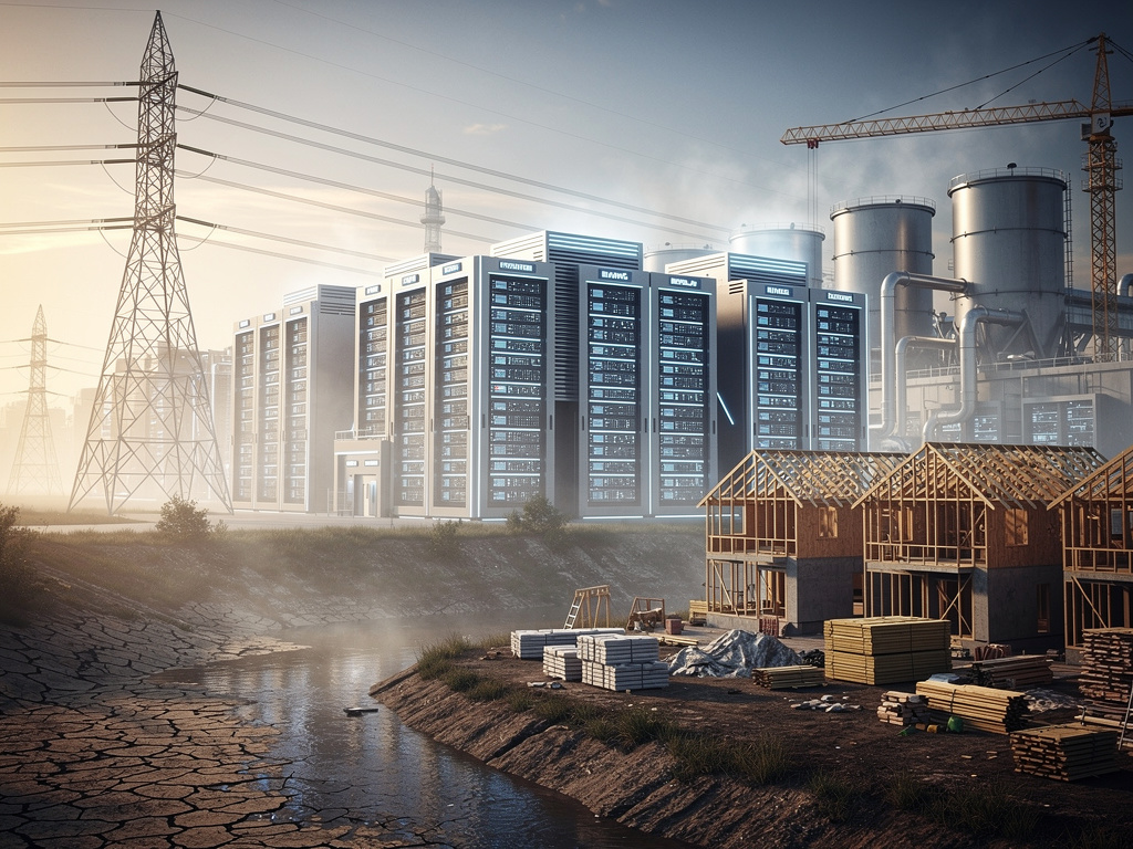 AI Data Centers Drain Power, Water, Worsen Housing Shortages