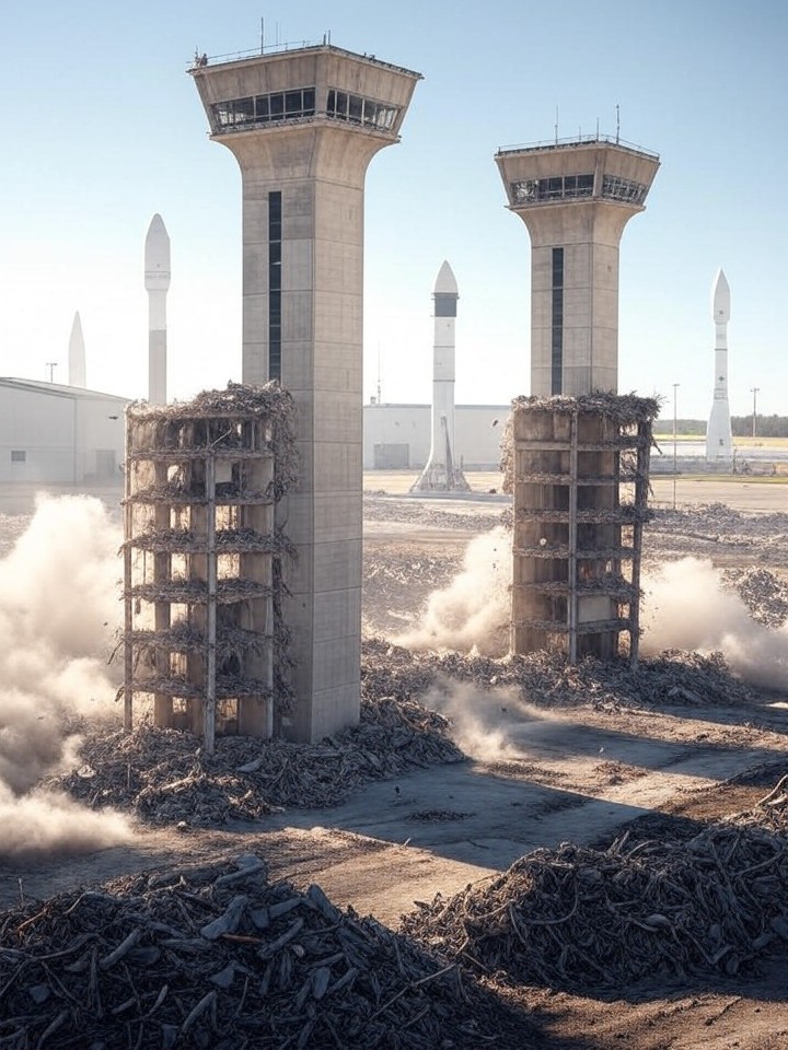 NASA Demolishes Historic Saturn V Test Towers for Artemis Moon Missions