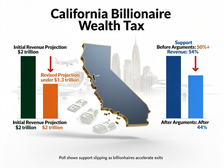 California’s Billionaire Tax Gambit Hits Polling Wall as Exodus Accelerates